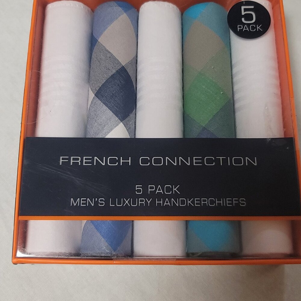 French Connection Handkerchiefs, Pack of 5, NWT See pics multi color